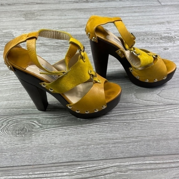 JIMMY CHOO Ankle Wrap Sandals - Studded & Stacked Heel - Picture 4 of 9